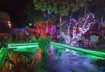 Bright lights at a typical Siem Reap beergarden