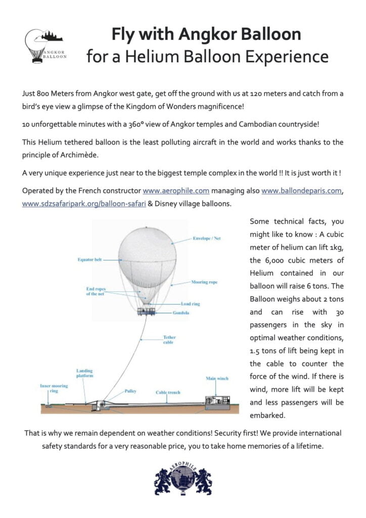 Angkor Balloon info leaflet