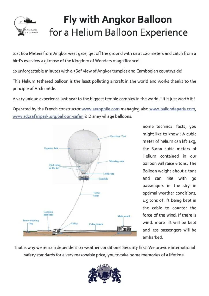 Angkor Balloon info leaflet