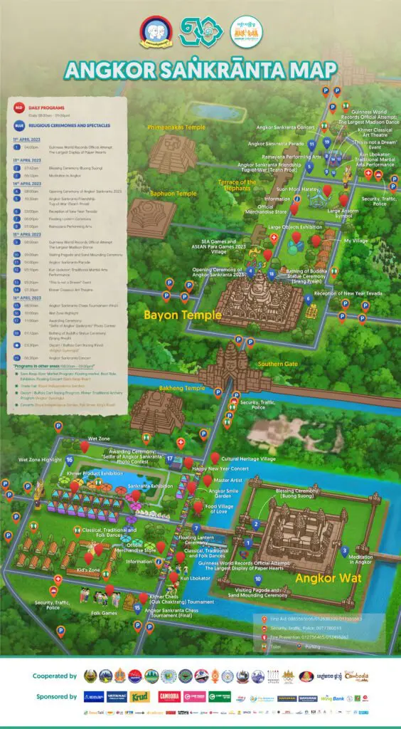 Angkor Sankranta 2023 - Map & Timetable