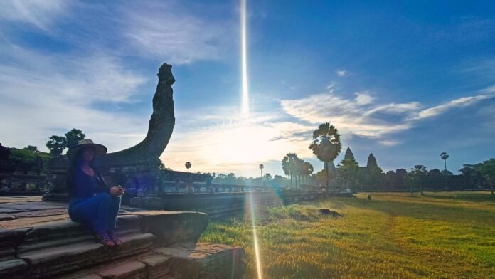 Naga Balustrade at Angkor Wat Sunrise